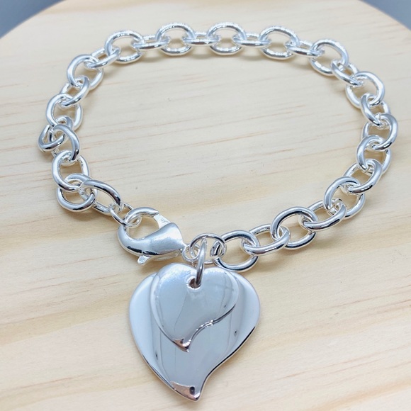 Silver Two Hearts Bracelet - Picture 3 of 9
